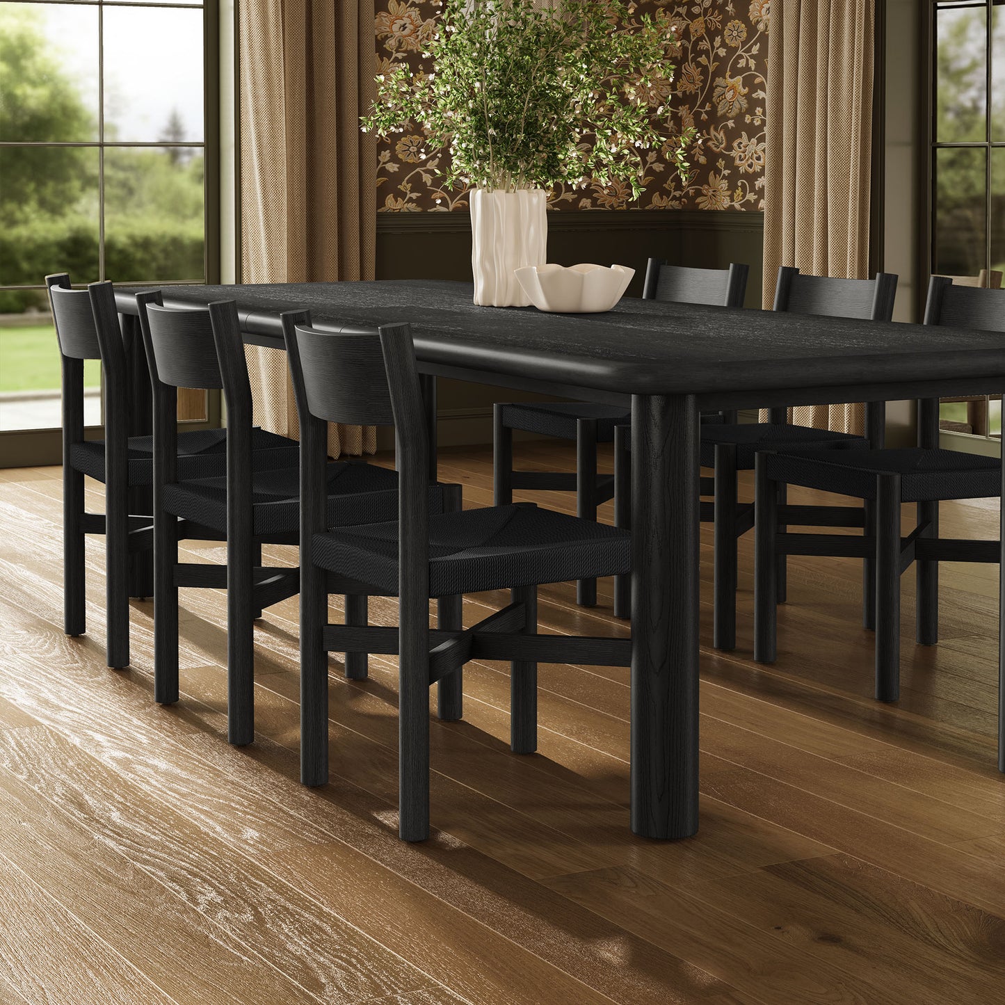 Alvia 7-Piece Oak Wood Extendable Dining Table and Chairs Set by Modway EEI-7554