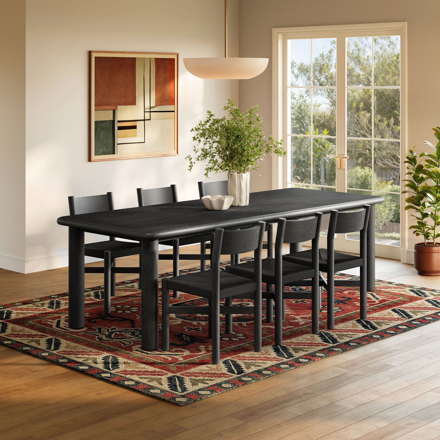 Alvia 7-Piece Oak Wood Extendable Dining Table and Chairs Set by Modway EEI-7554