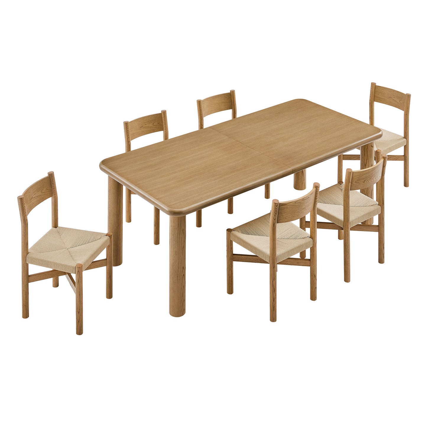 Alvia 7-Piece Oak Wood Extendable Dining Table and Chairs Set by Modway EEI-7554