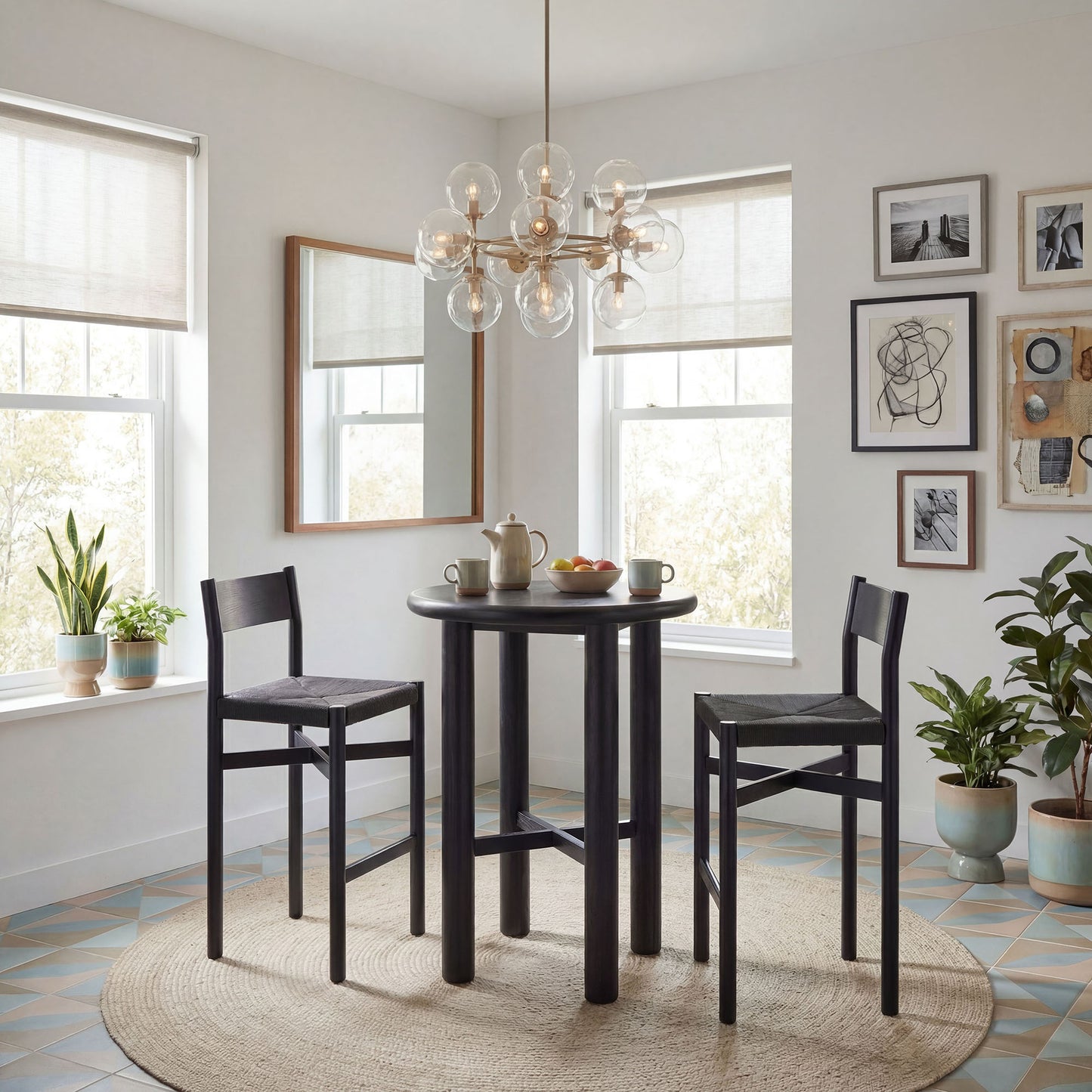 Alvia 3-Piece Round Oak Wood Bar Table With Bar Stools Set by Modway EEI-7556
