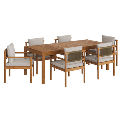 Eleni 7 Piece Outdoor Patio Teak Wood Dining Set by Modway EEI-7563