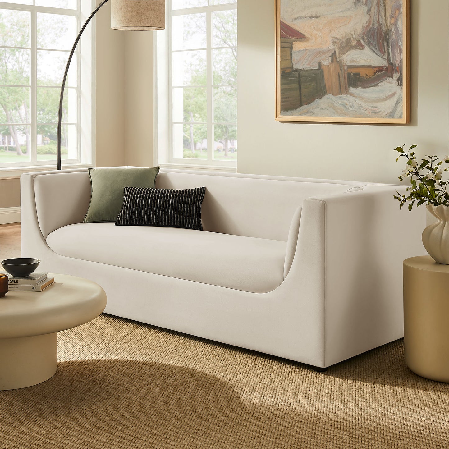 Hilda 86" Curved Back Performance Velvet Sofa by Modway EEI-7564