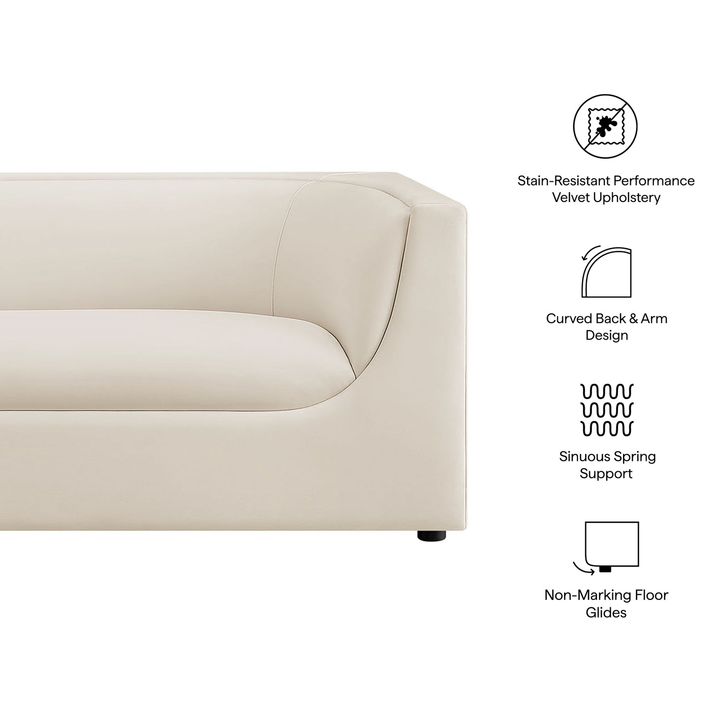 Hilda 86" Curved Back Performance Velvet Sofa by Modway EEI-7564