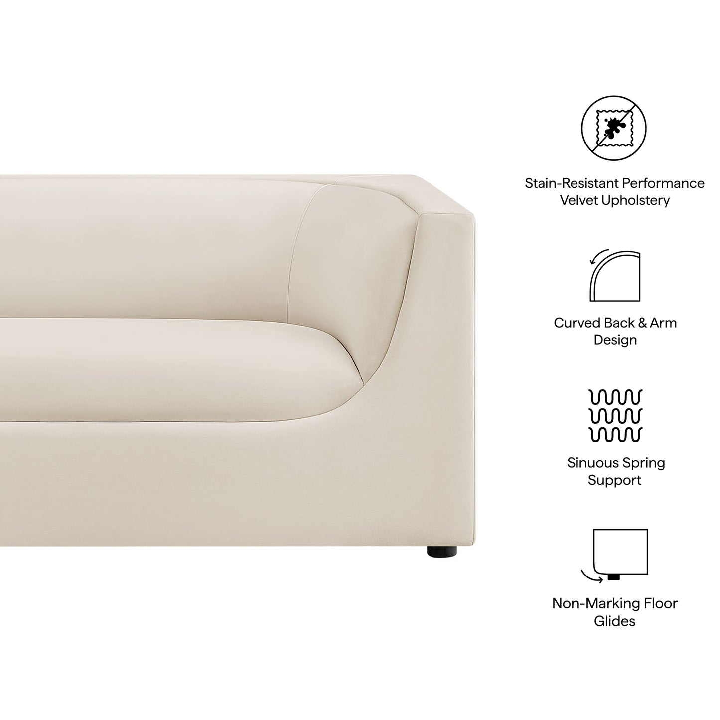 Hilda 67" Curved Back Performance Velvet Loveseat by Modway EEI-7565