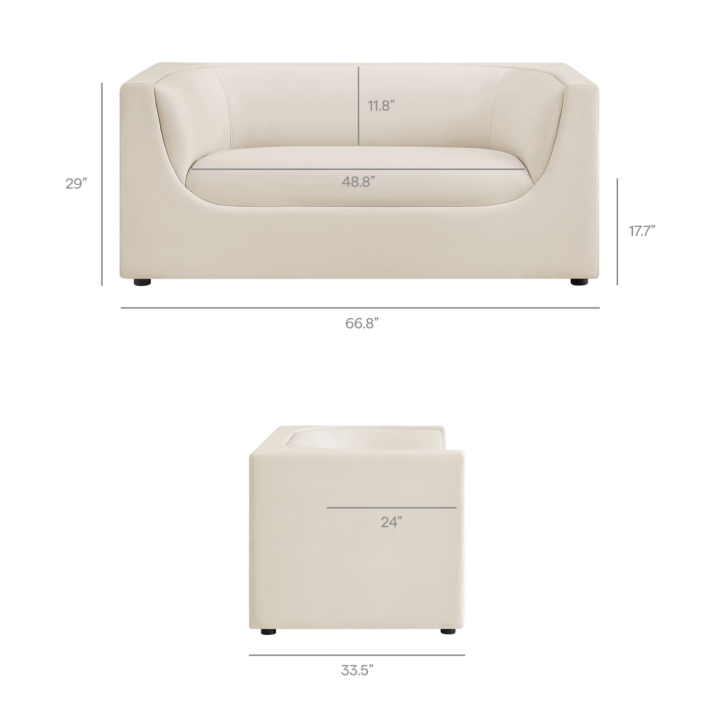 Hilda 67" Curved Back Performance Velvet Loveseat by Modway EEI-7565