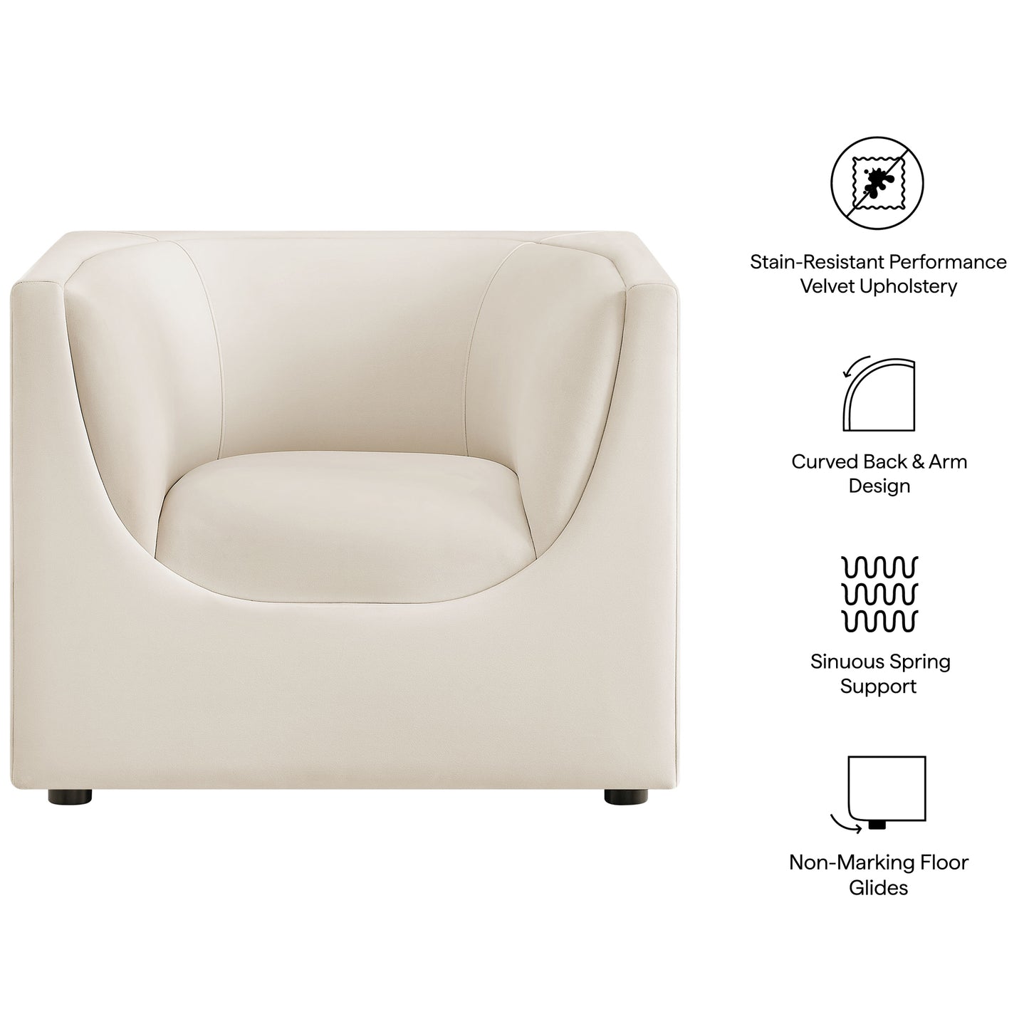 Hilda Curved Back Performance Velvet Armchair by Modway EEI-7566