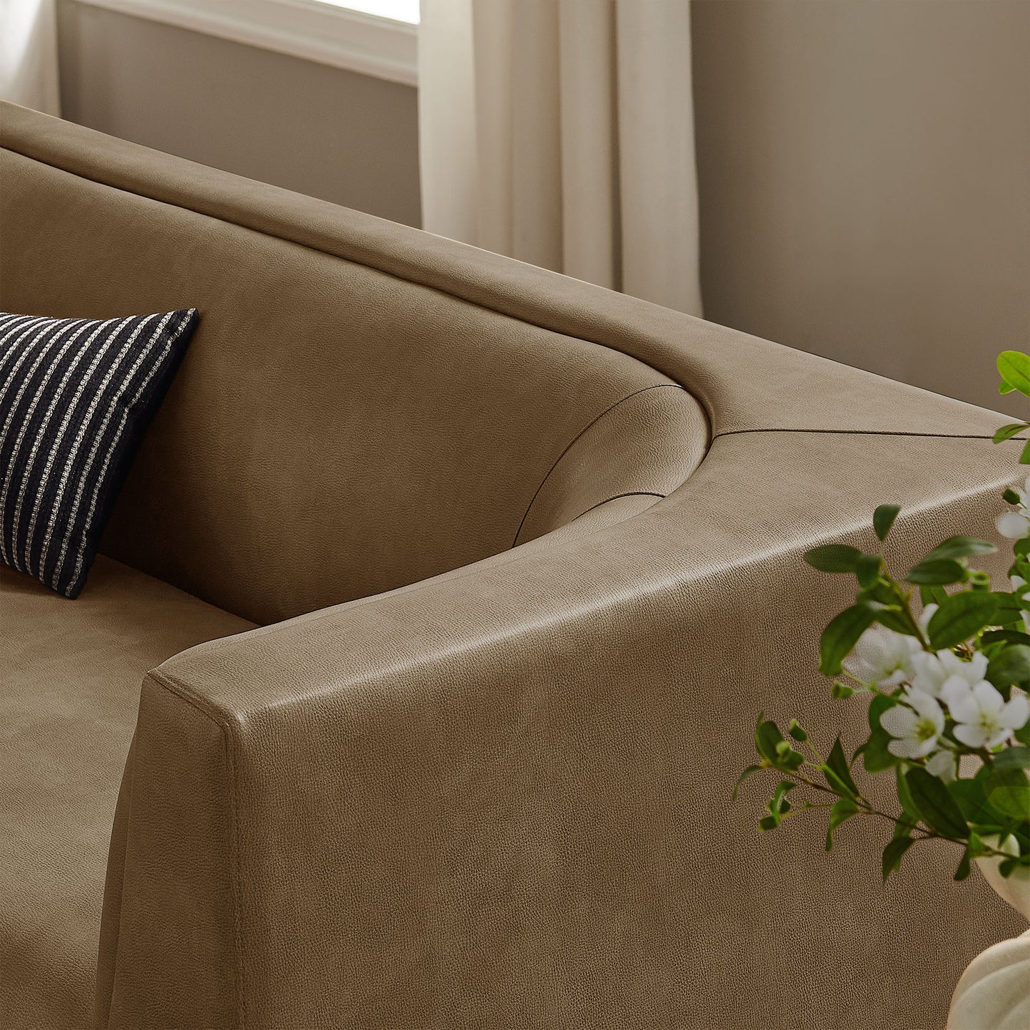 Hilda 86" Curved Back Vegan Leather Sofa by Modway EEI-7567