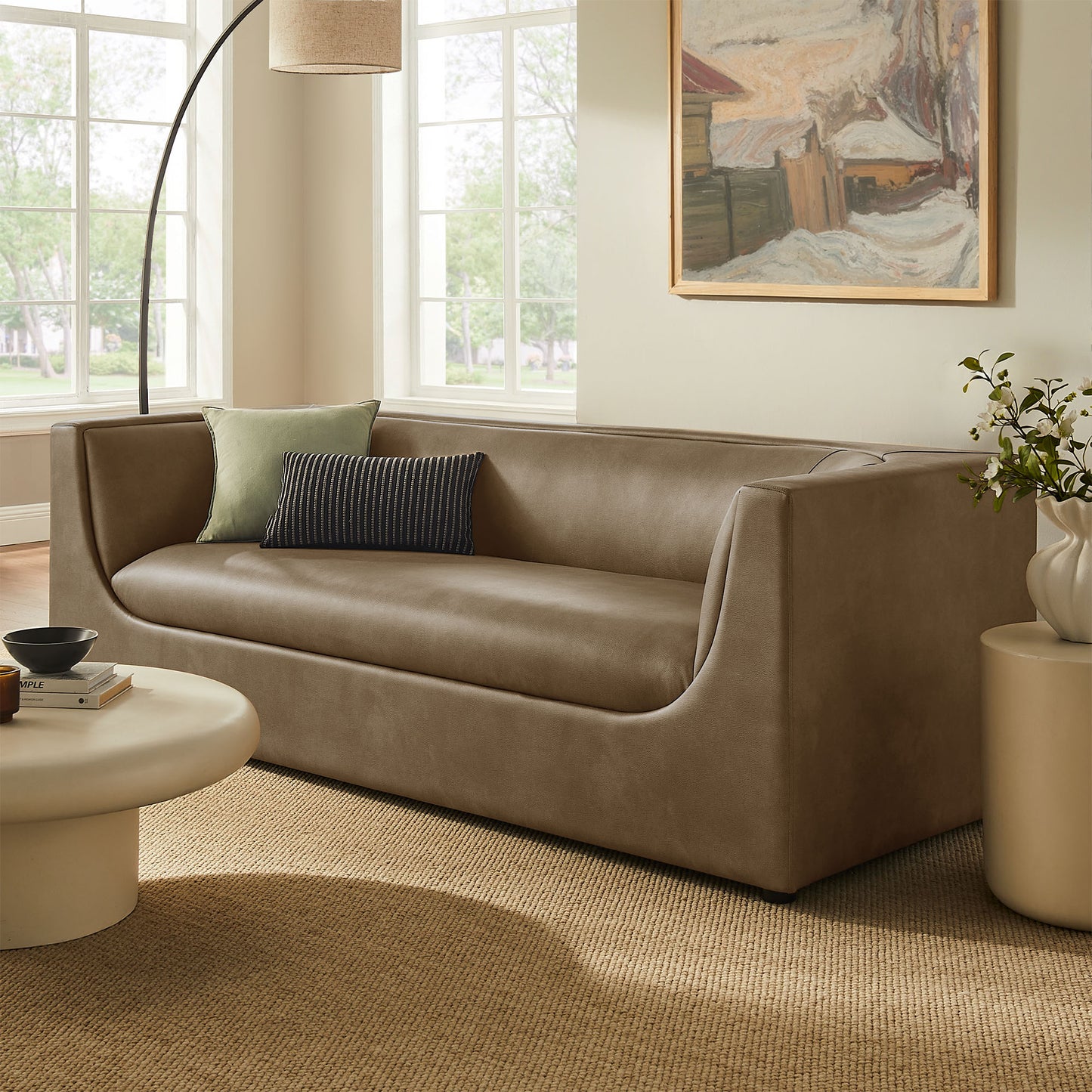 Hilda 86" Curved Back Vegan Leather Sofa by Modway EEI-7567