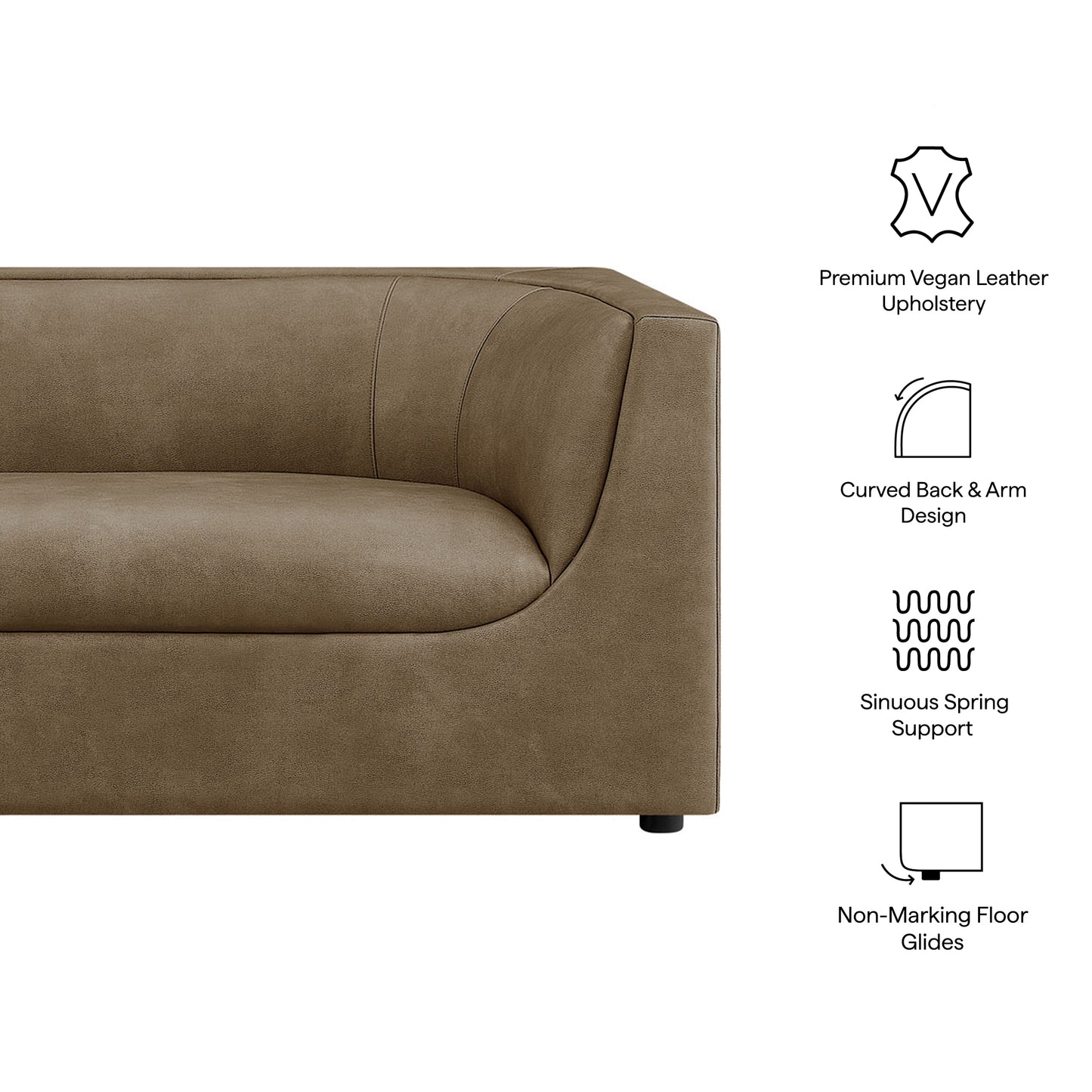 Hilda 86" Curved Back Vegan Leather Sofa by Modway EEI-7567
