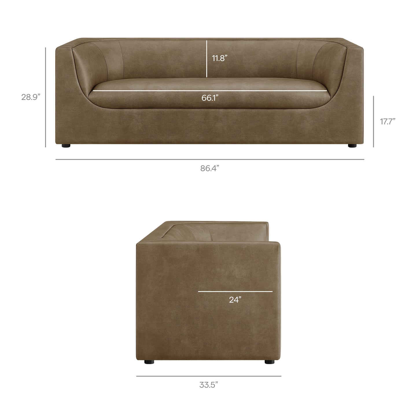 Hilda 86" Curved Back Vegan Leather Sofa by Modway EEI-7567