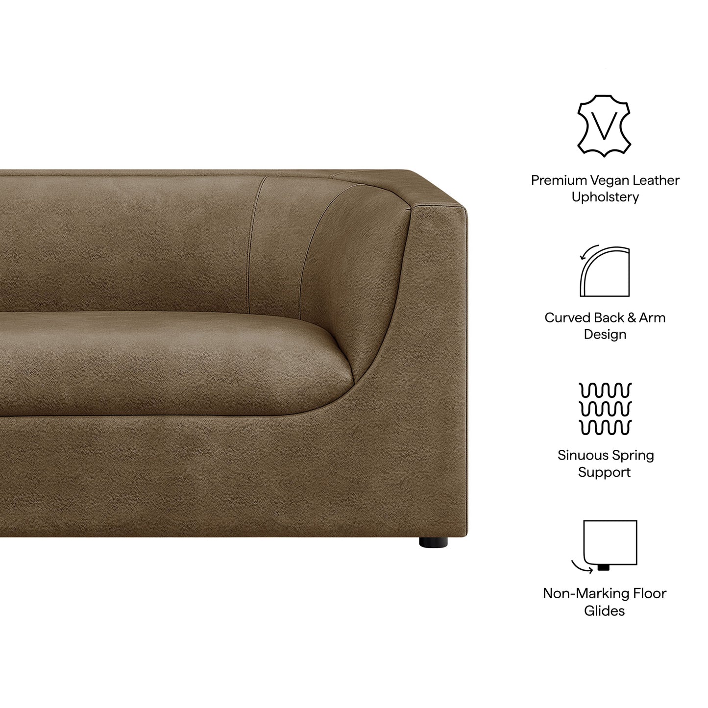 Hilda 67" Curved Back Vegan Leather Loveseat by Modway EEI-7568