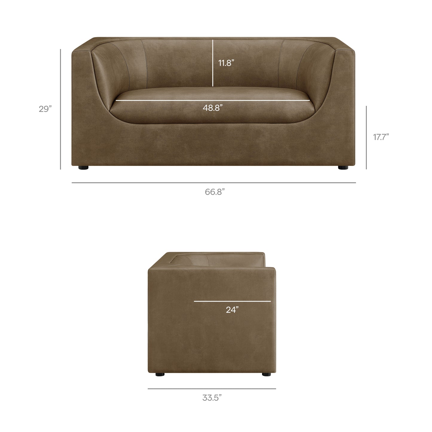 Hilda 67" Curved Back Vegan Leather Loveseat by Modway EEI-7568