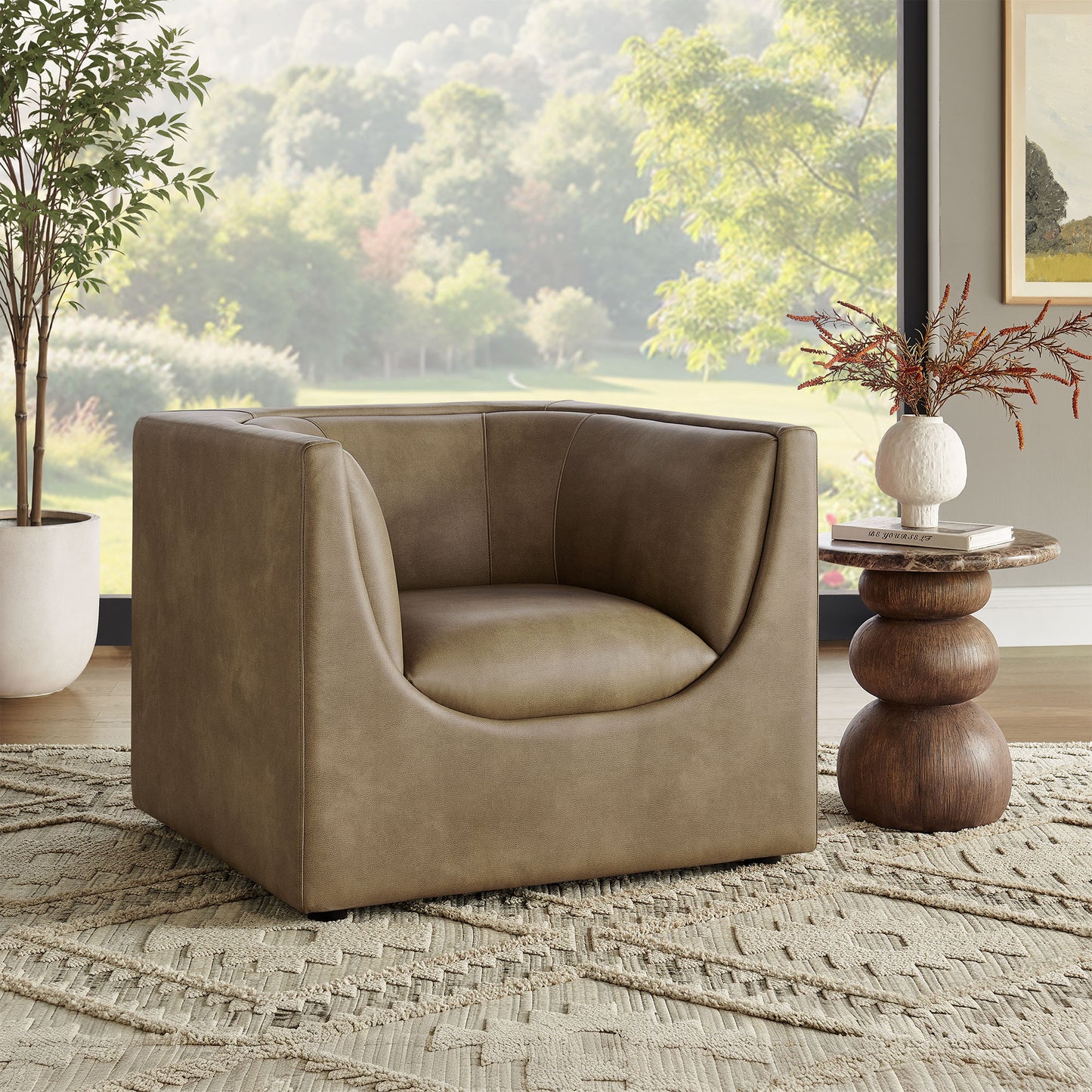Hilda Curved Back Vegan Leather Armchair by Modway EEI-7569