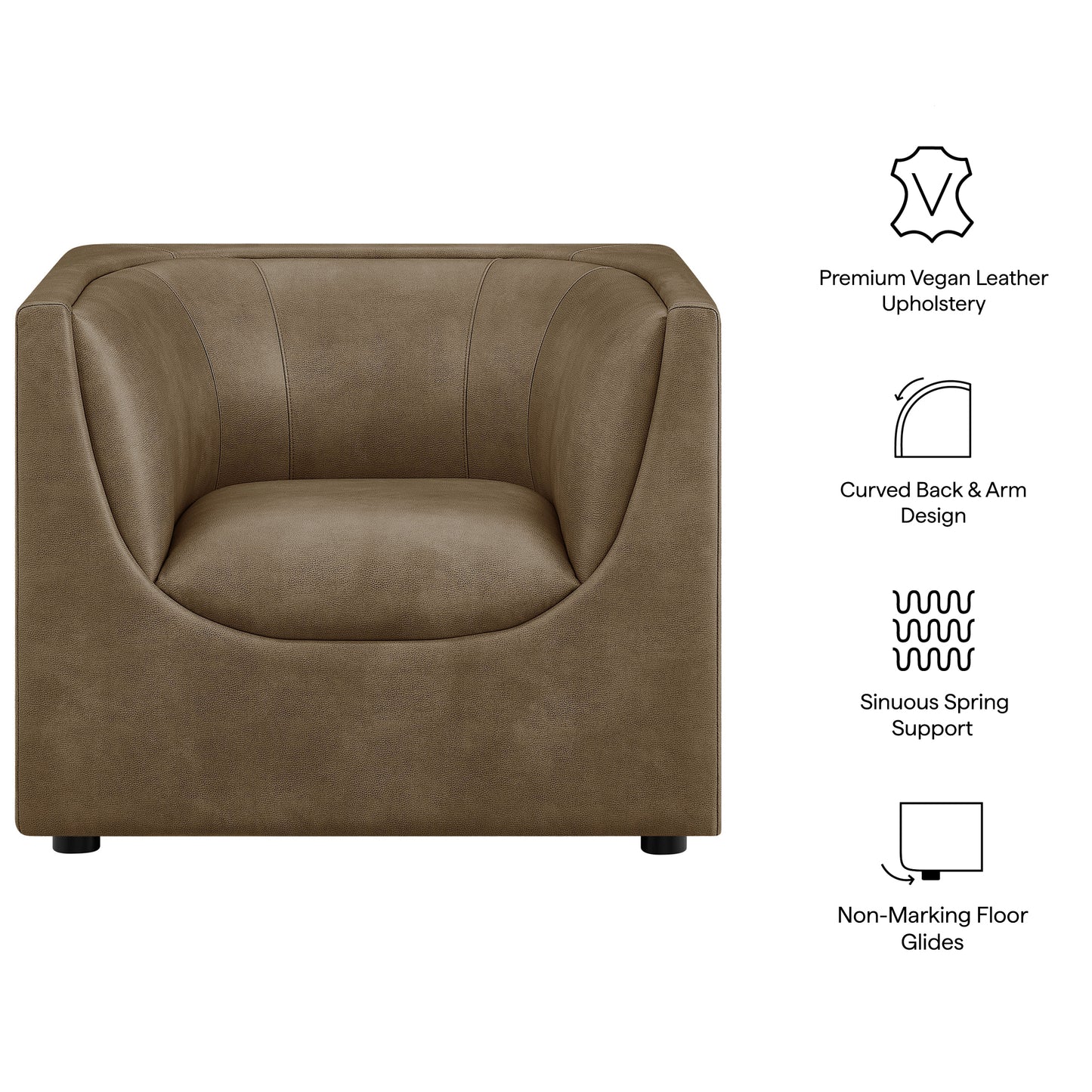 Hilda Curved Back Vegan Leather Armchair by Modway EEI-7569