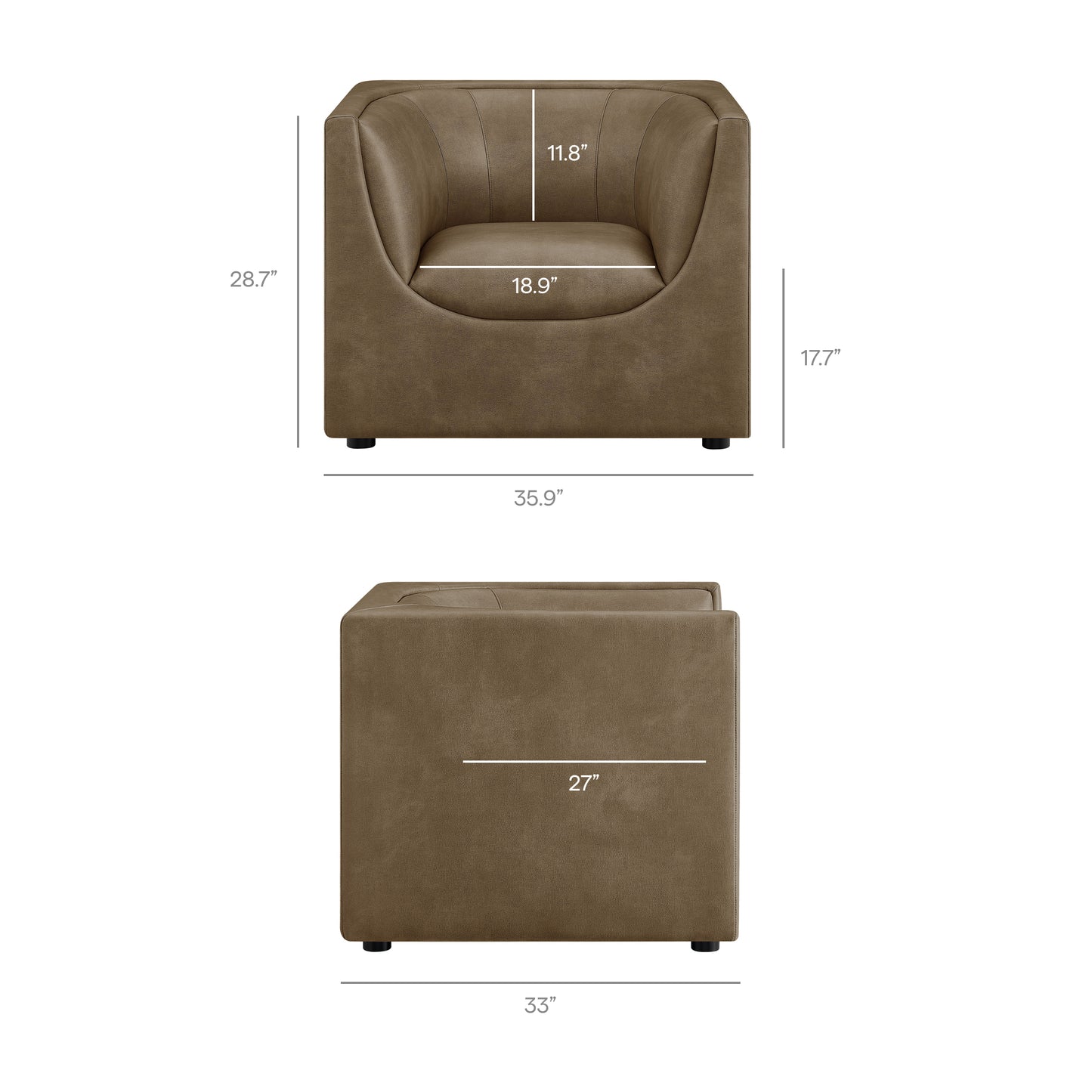 Hilda Curved Back Vegan Leather Armchair by Modway EEI-7569