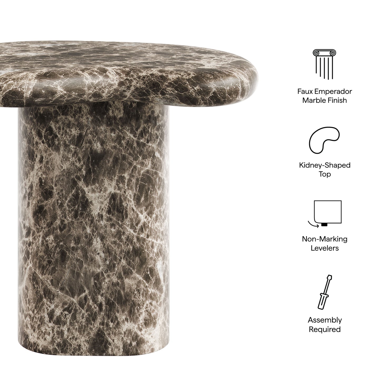Elowen Outdoor Patio Faux Marble Side Table by Modway EEI-7572