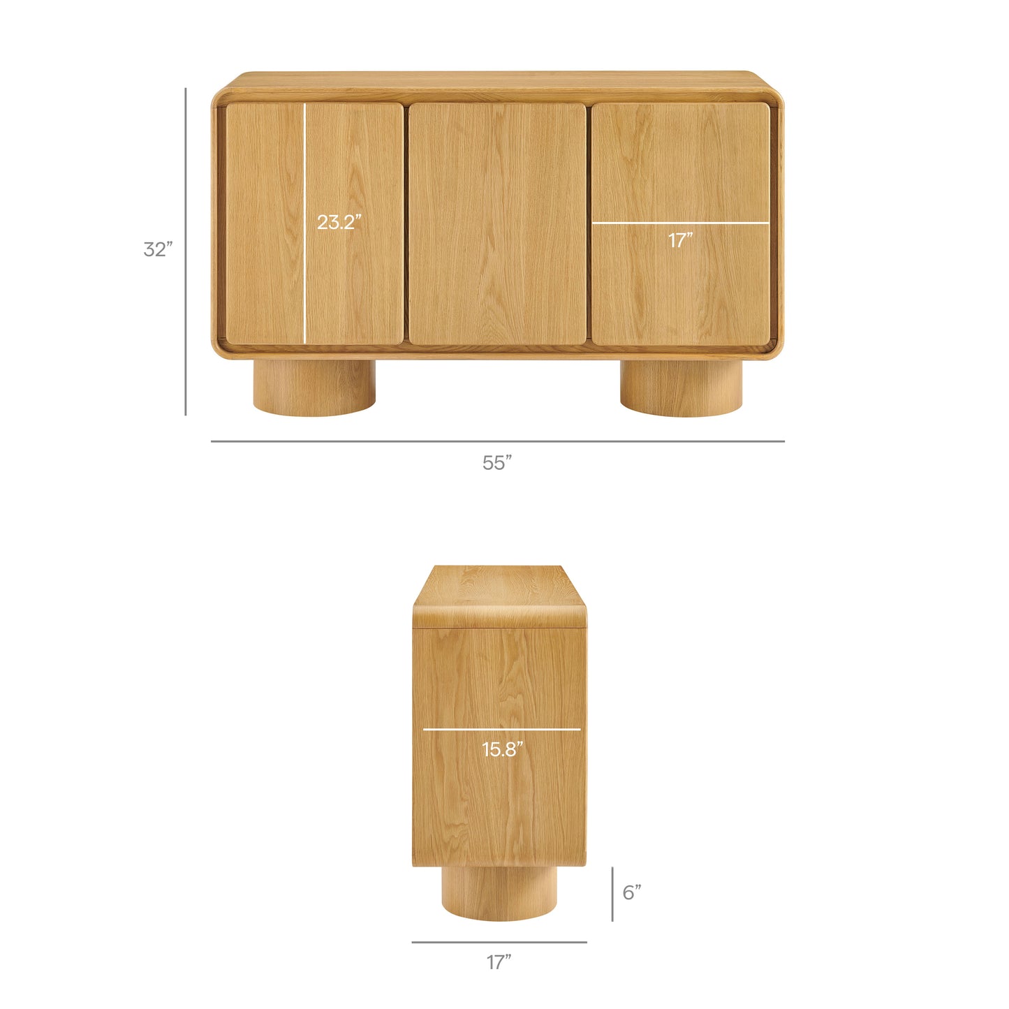 Lumo 3-Door Curved Wood Accent Cabinet by Modway EEI-7575