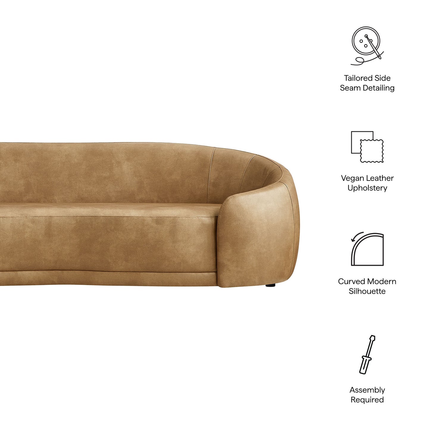 Contessa Curved Vegan Leather Sofa by Modway EEI-7582
