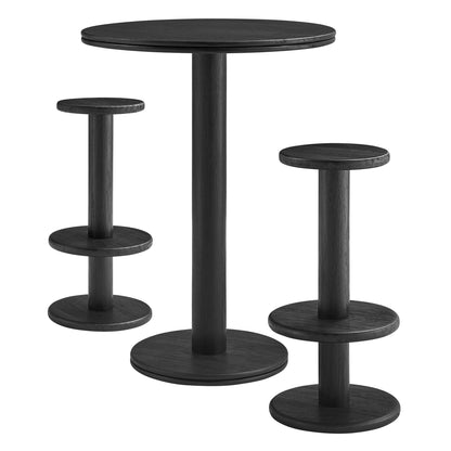 Neo 3-Piece Round Indoor - Outdoor Patio Patio Wood Bar Table And Stool Set by Modway EEI-7587