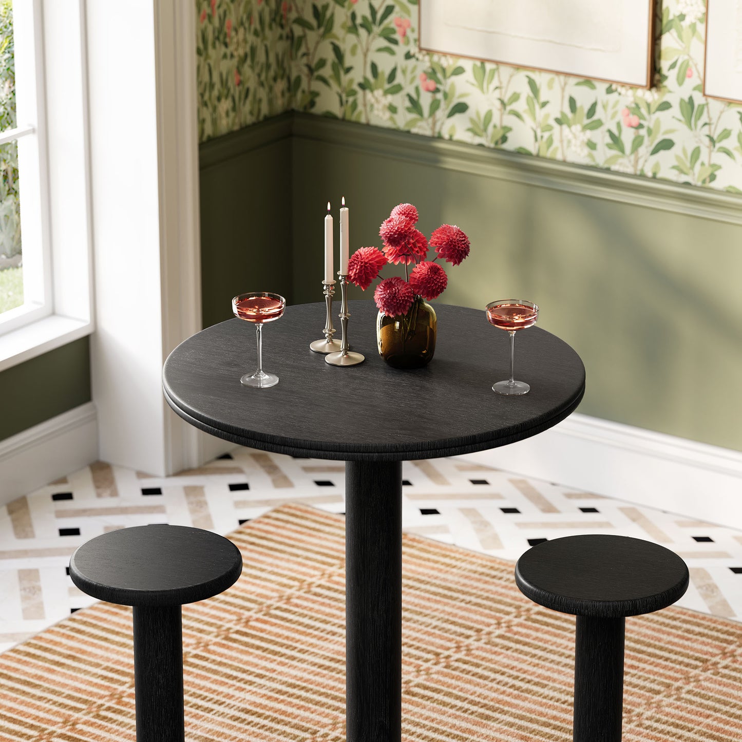 Neo 3-Piece Round Indoor - Outdoor Patio Patio Wood Bar Table And Stool Set by Modway EEI-7587