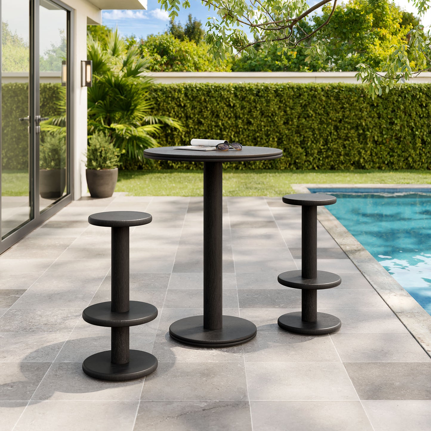 Neo 3-Piece Round Indoor - Outdoor Patio Patio Wood Bar Table And Stool Set by Modway EEI-7587