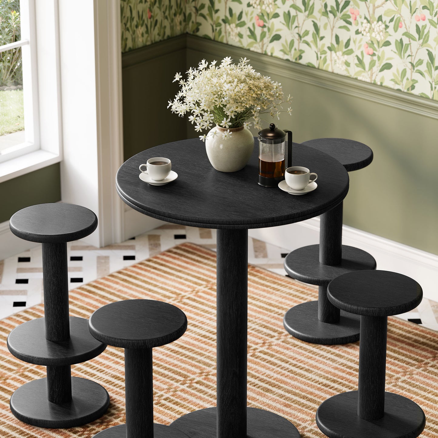 Neo 5-Piece Round Indoor - Outdoor Patio Round Patio Bar Table And Stool Set by Modway EEI-7588