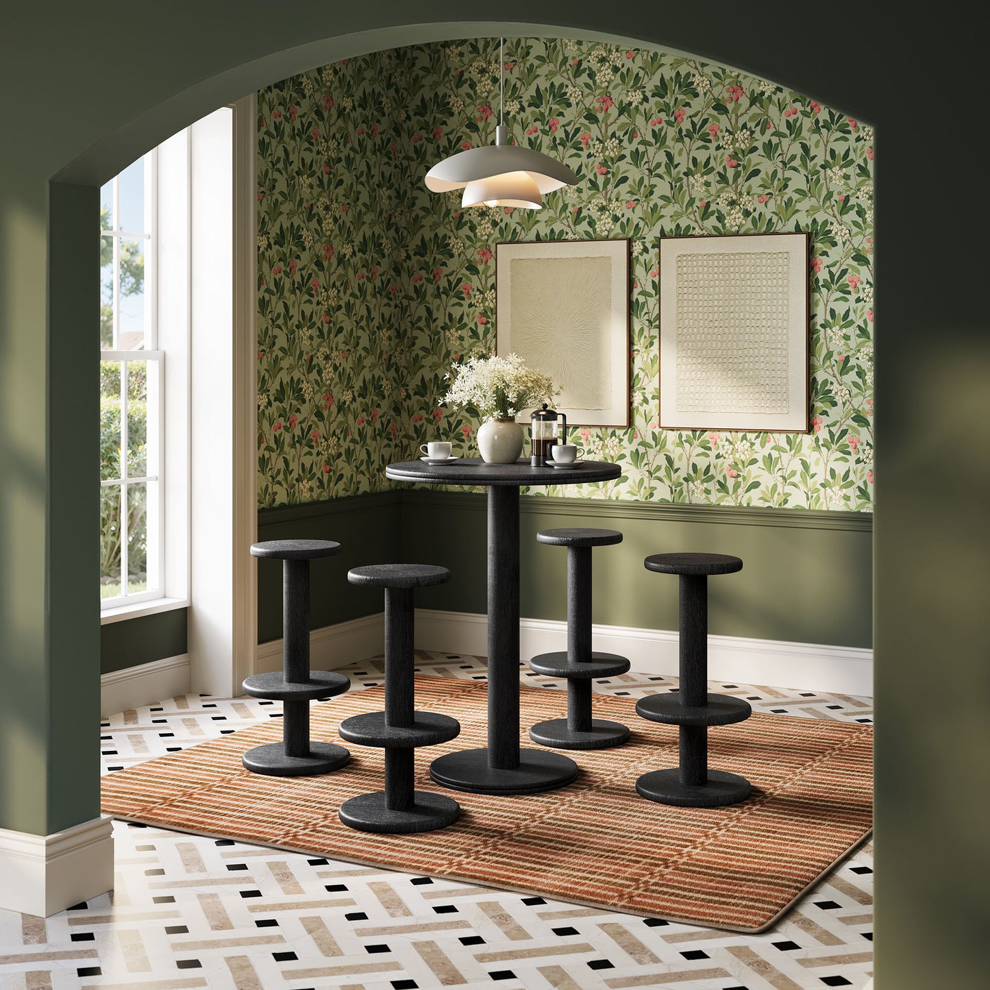 Neo 5-Piece Round Indoor - Outdoor Patio Round Patio Bar Table And Stool Set by Modway EEI-7588