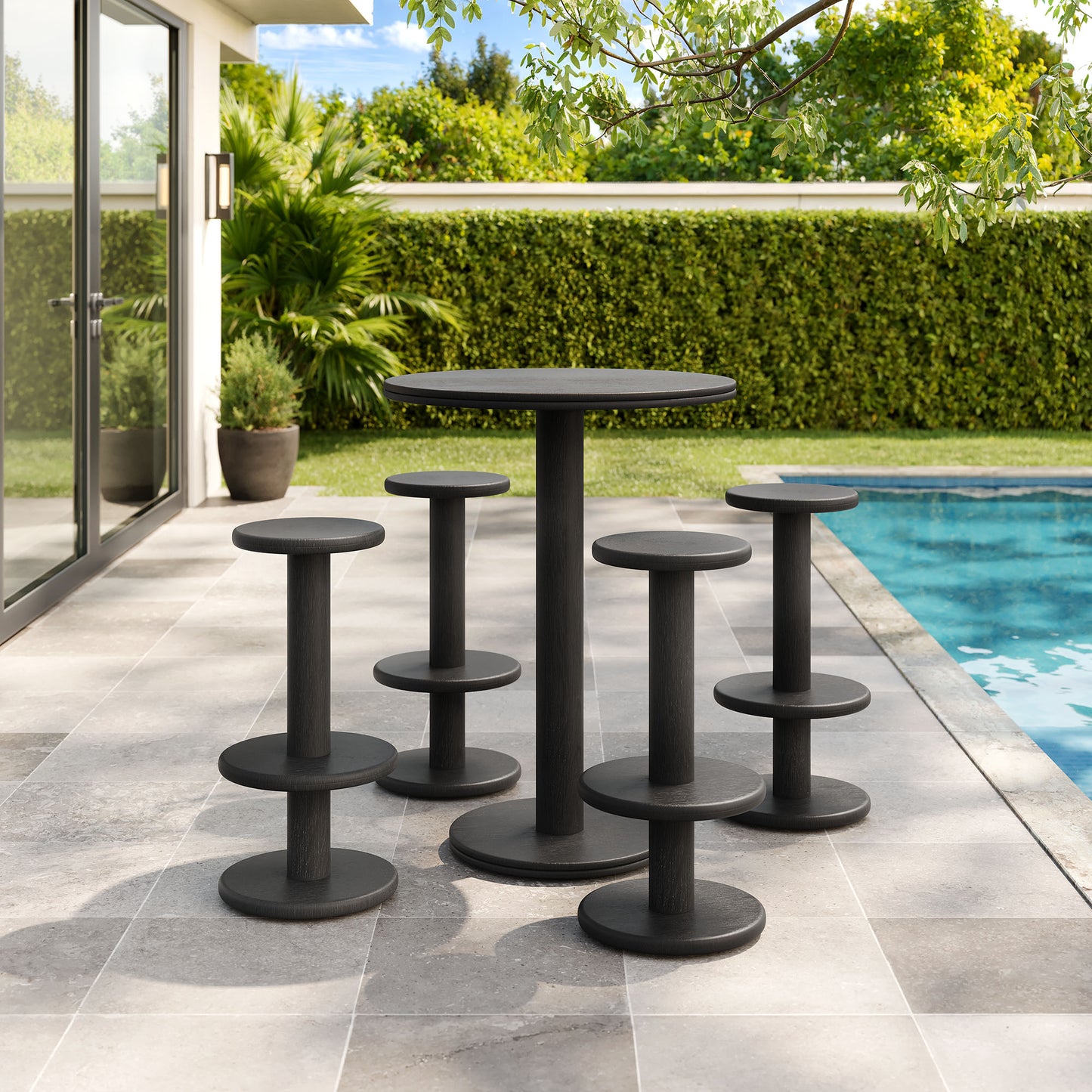 Neo 5-Piece Round Indoor - Outdoor Patio Round Patio Bar Table And Stool Set by Modway EEI-7588