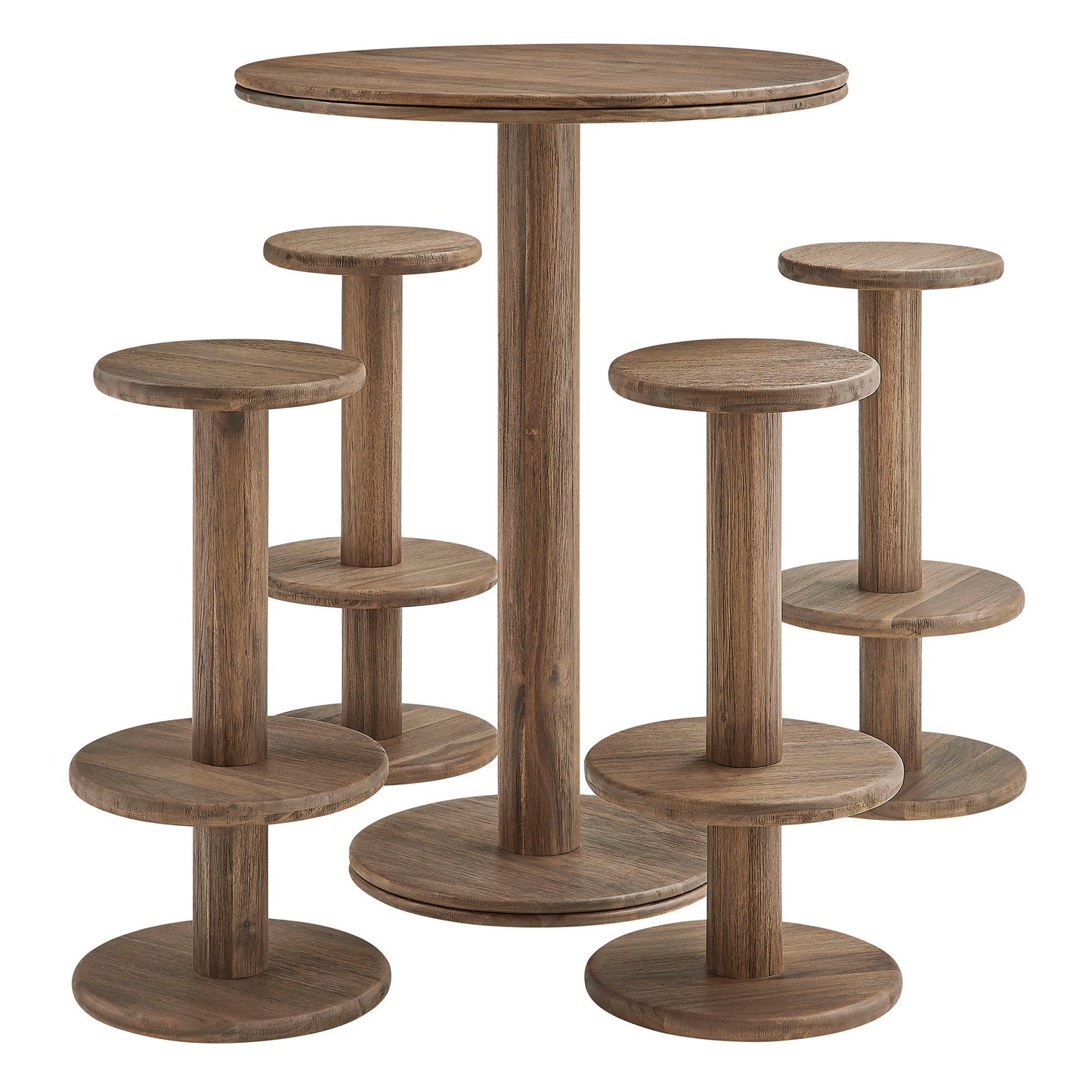 Neo 5-Piece Round Indoor - Outdoor Patio Round Patio Bar Table And Stool Set by Modway EEI-7588