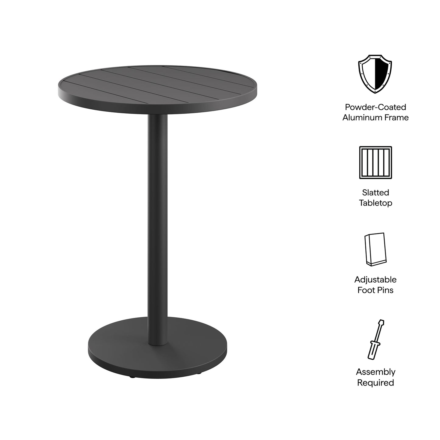 Tahoe 31 Inch Round Outdoor Patio Aluminum Bar Table by Modway EEI-7594