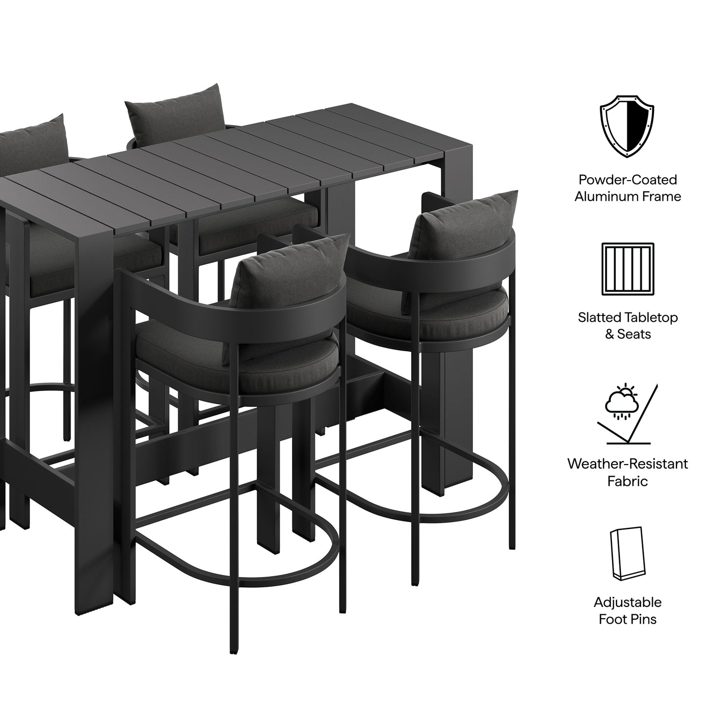 Tahoe 5-Piece Outdoor Patio Bar Table Set by Modway EEI-7599