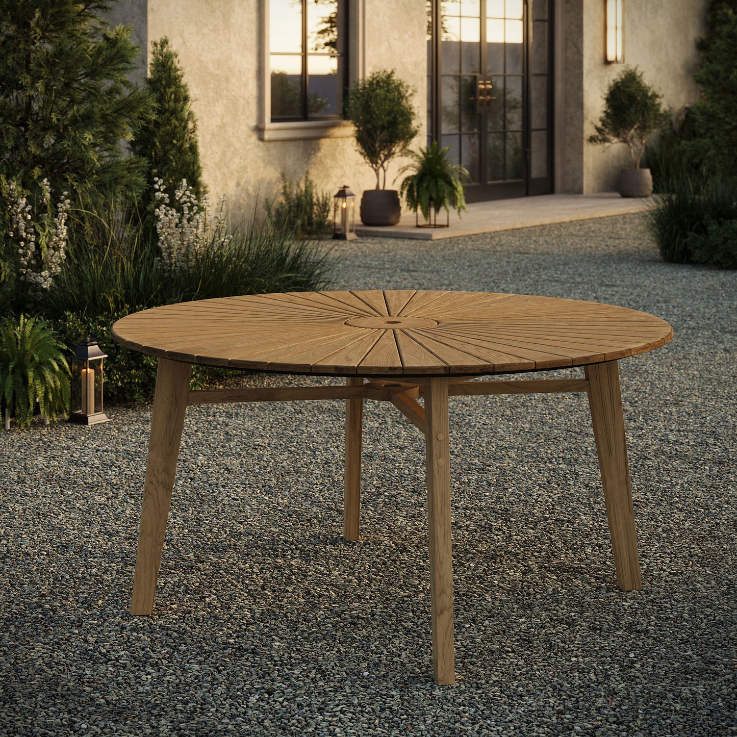 Cielo 59" Sunburst Outdoor Patio Teak Dining Table by Modway EEI-7601