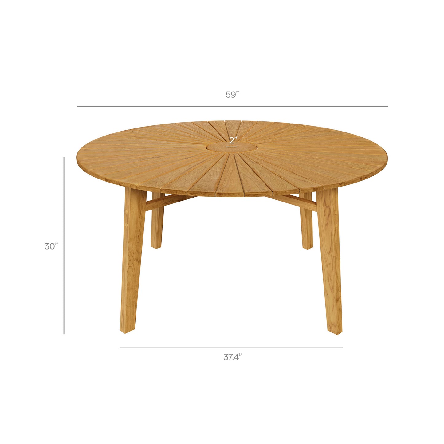 Cielo 59" Sunburst Outdoor Patio Teak Dining Table by Modway EEI-7601