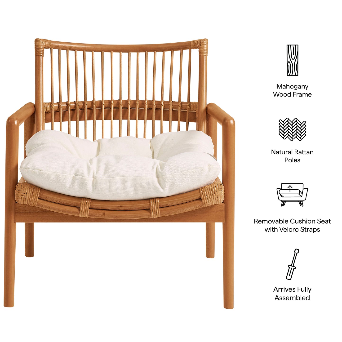Tula Wood Rattan Lounge Chair by Modway EEI-7602