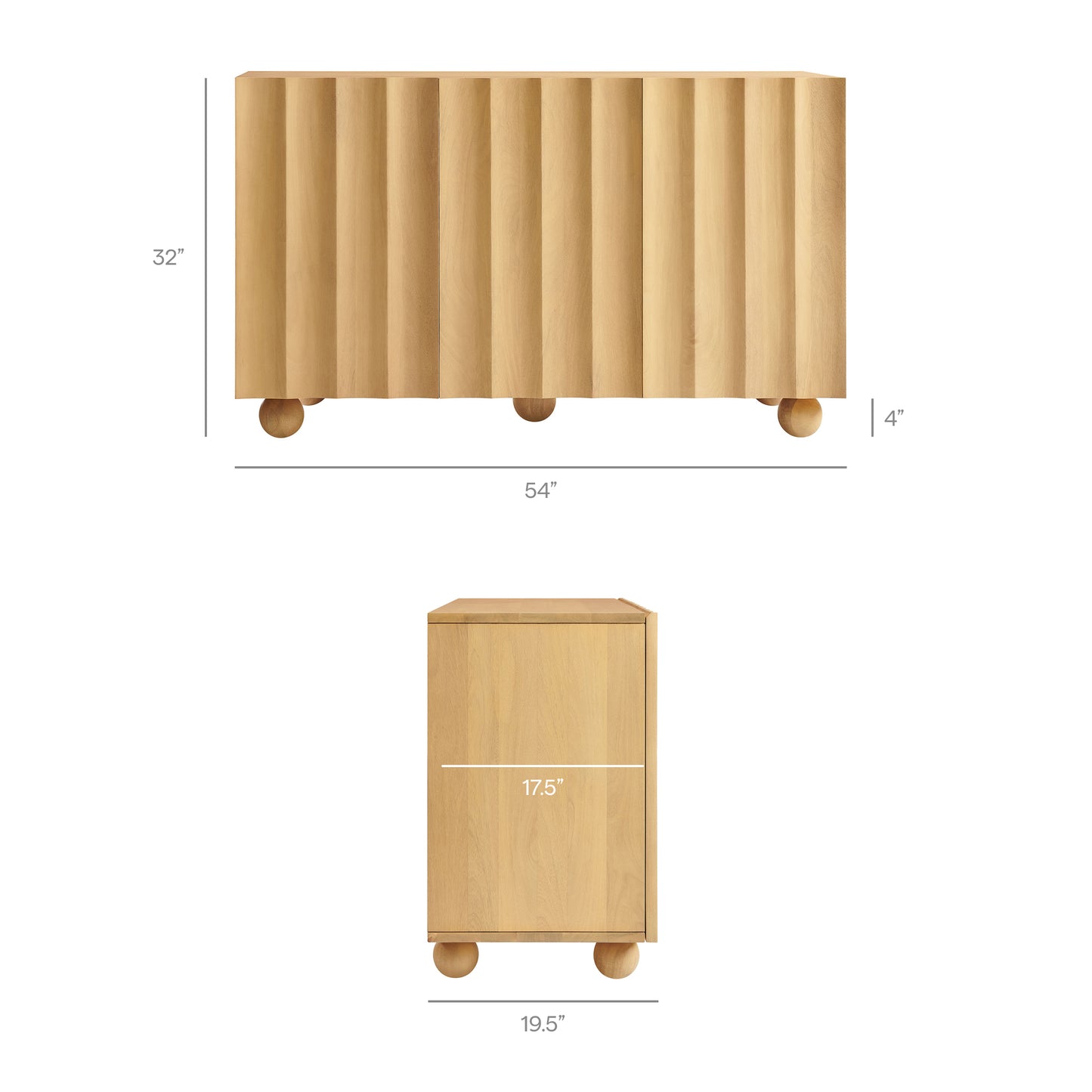 Sorren 54 Inch Scalloped Wood 3-Door Sideboard by Modway EEI-7605