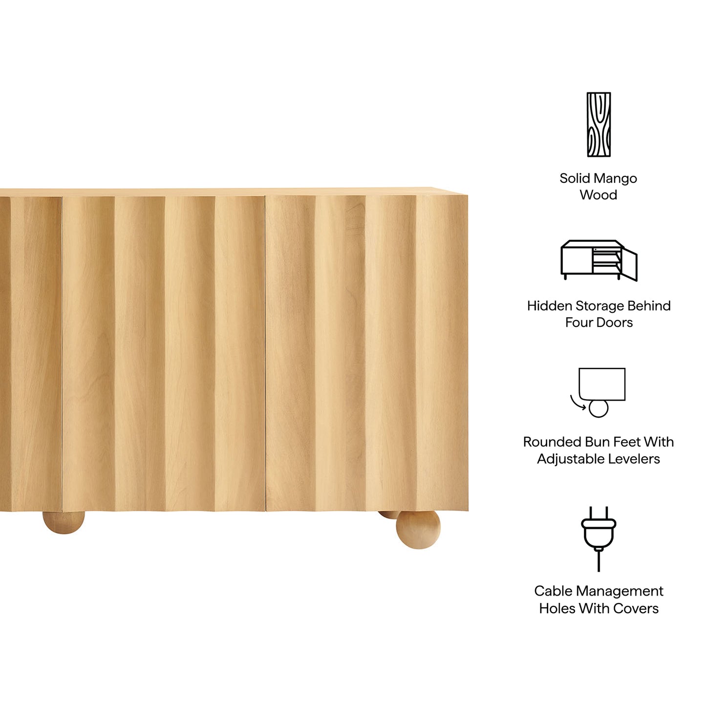 Sorren 72 Inch Scalloped Wood 4-Door Sideboard by Modway EEI-7606