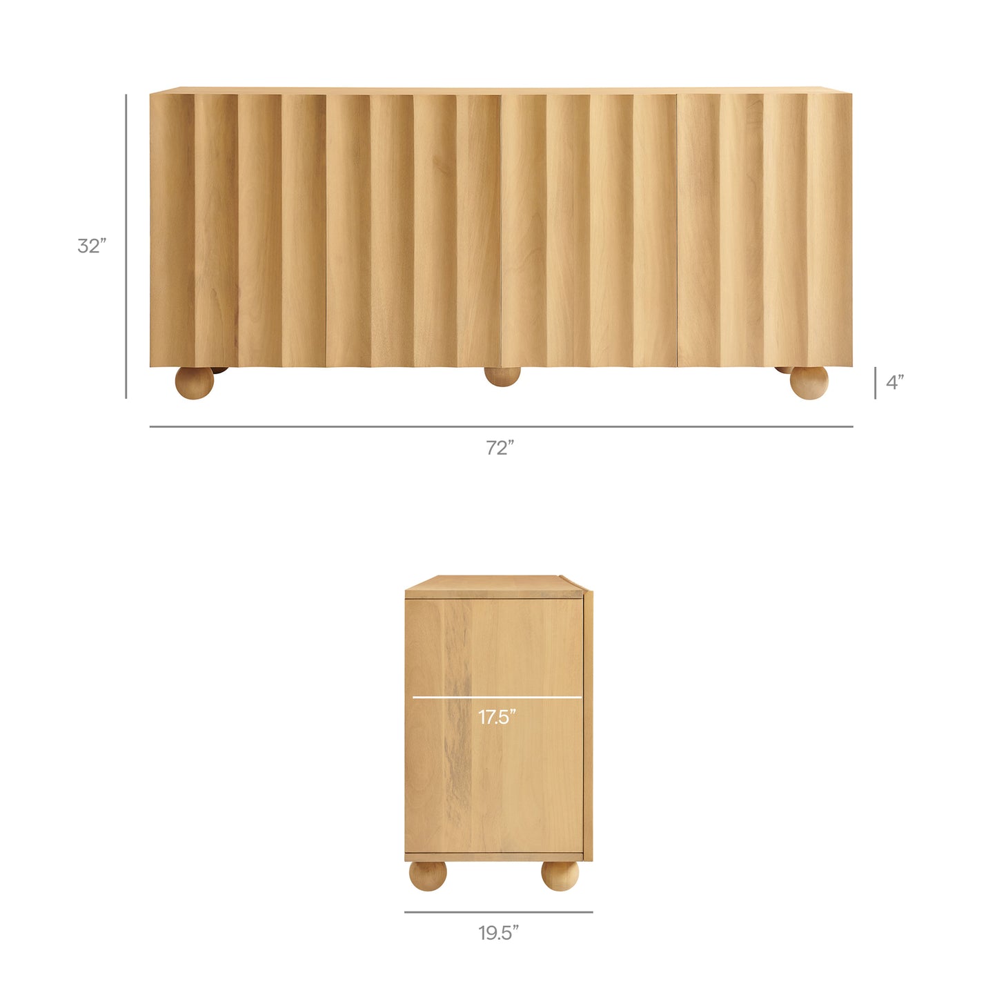 Sorren 72 Inch Scalloped Wood 4-Door Sideboard by Modway EEI-7606