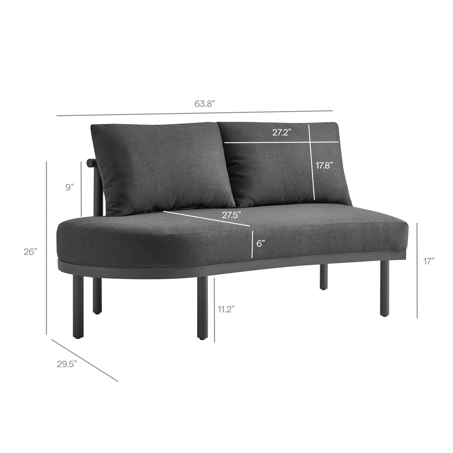 Porta Left-Arm Facing Outdoor Patio Aluminum Modular Piece by Modway EEI-7607