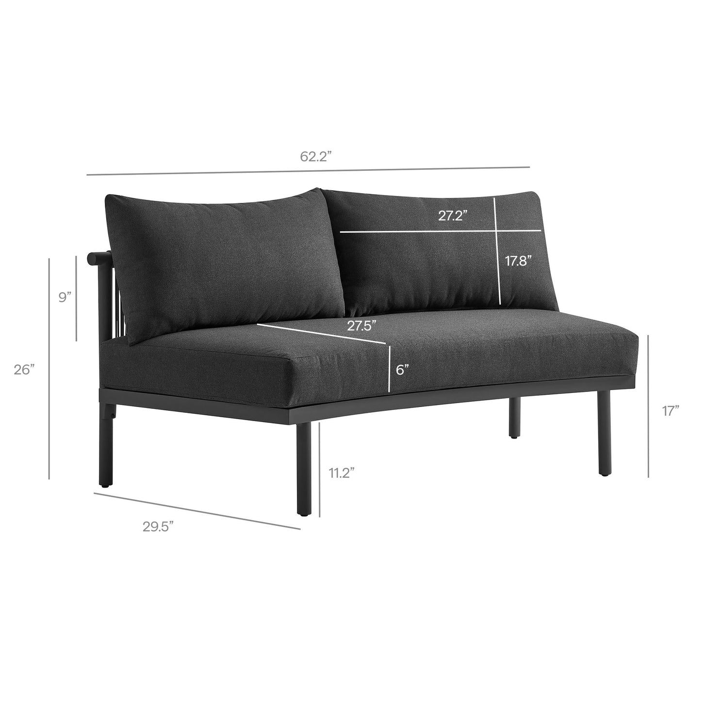 Porta Armless Outdoor Patio Aluminum Modular Piece by Modway EEI-7609