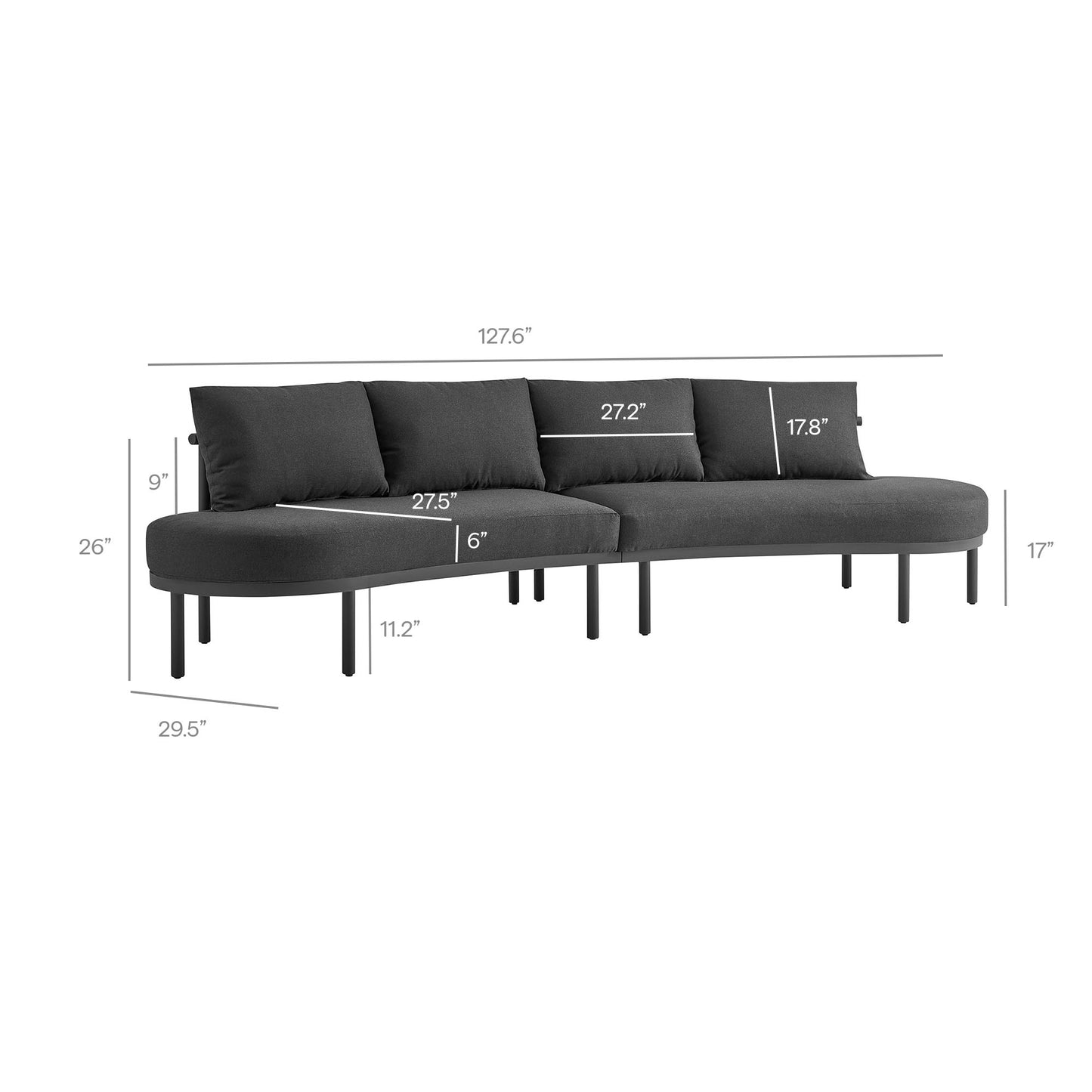 Porta 4 Piece Outdoor Patio Aluminum Modular Sofa Set by Modway EEI-7613