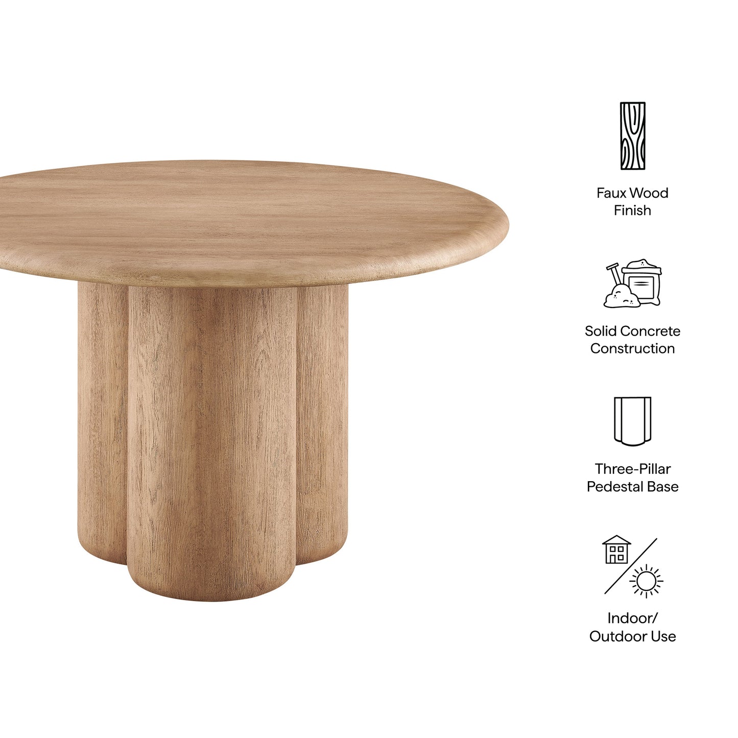 Tori 48 Inch Round Indoor and Outdoor Patio Dining Table by Modway EEI-7619