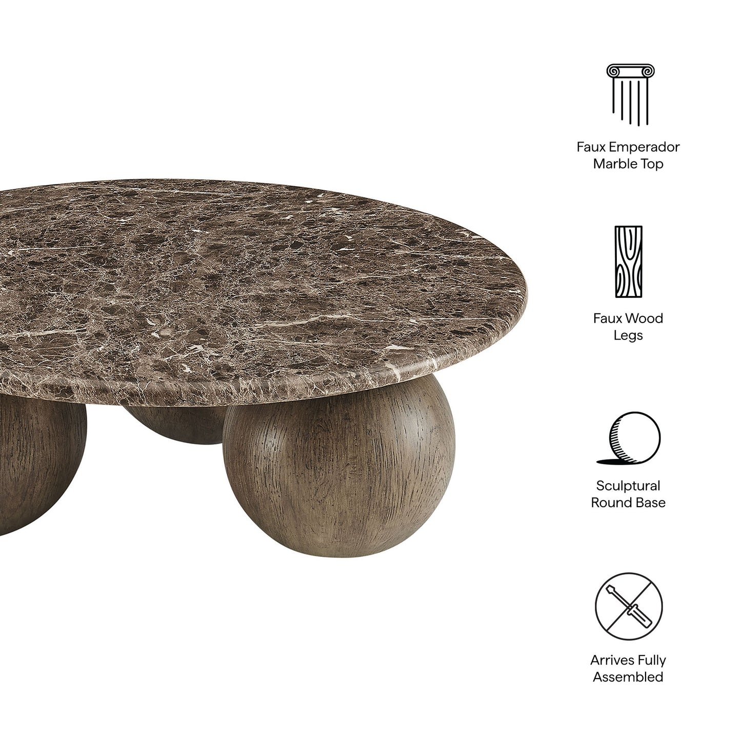 Pietra Indoor Outdoor Patio Round Coffee Table by Modway EEI-7622