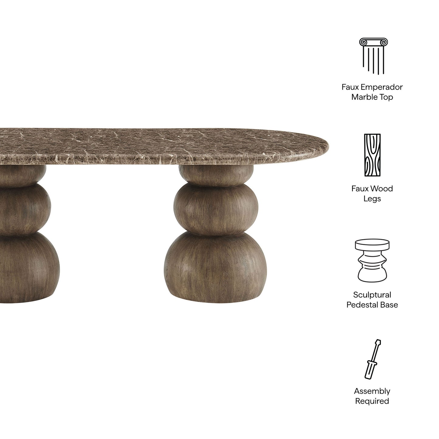 Pietra Indoor Outdoor Patio Oval Dining Table by Modway EEI-7623