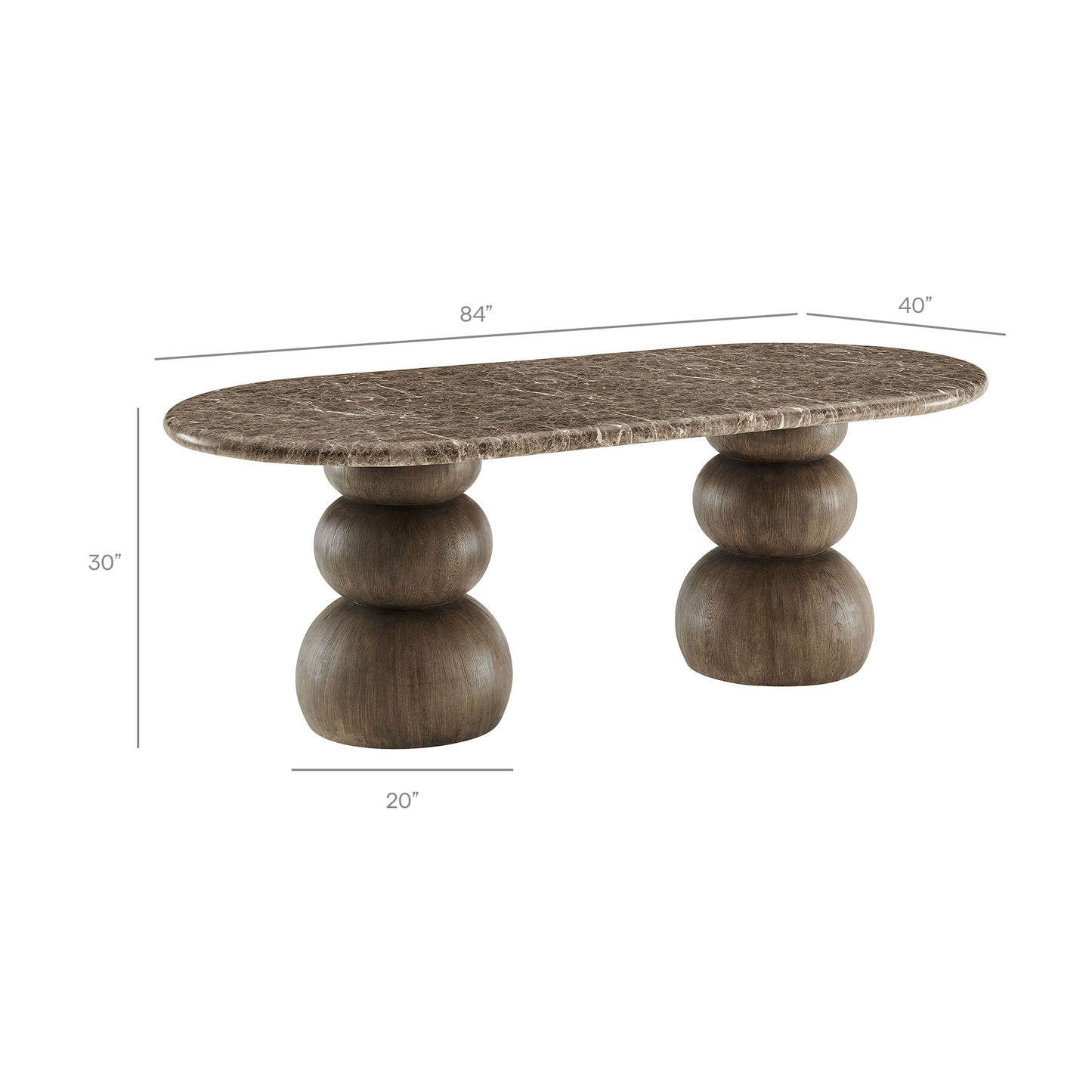 Pietra Indoor Outdoor Patio Oval Dining Table by Modway EEI-7623