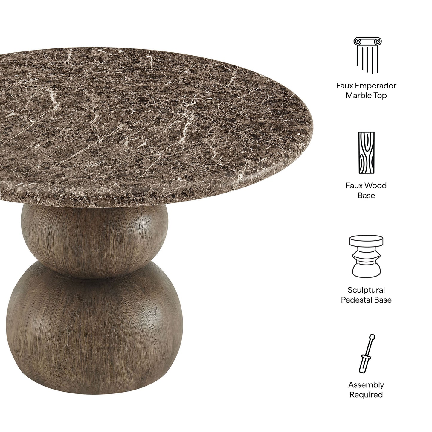 Pietra Indoor Outdoor Patio Round Dining Table by Modway EEI-7624