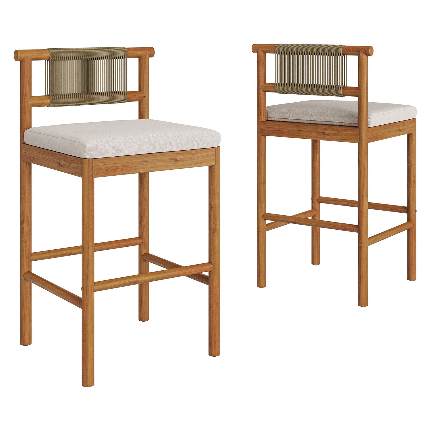 Eleni Outdoor Patio Teak Wood Bar Stools Set of 2 by Modway EEI-7626