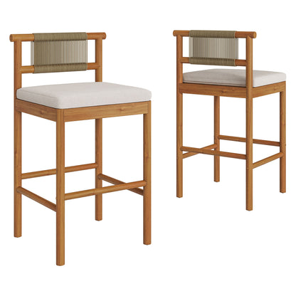 Eleni Outdoor Patio Teak Wood Bar Stools Set of 2 by Modway EEI-7626