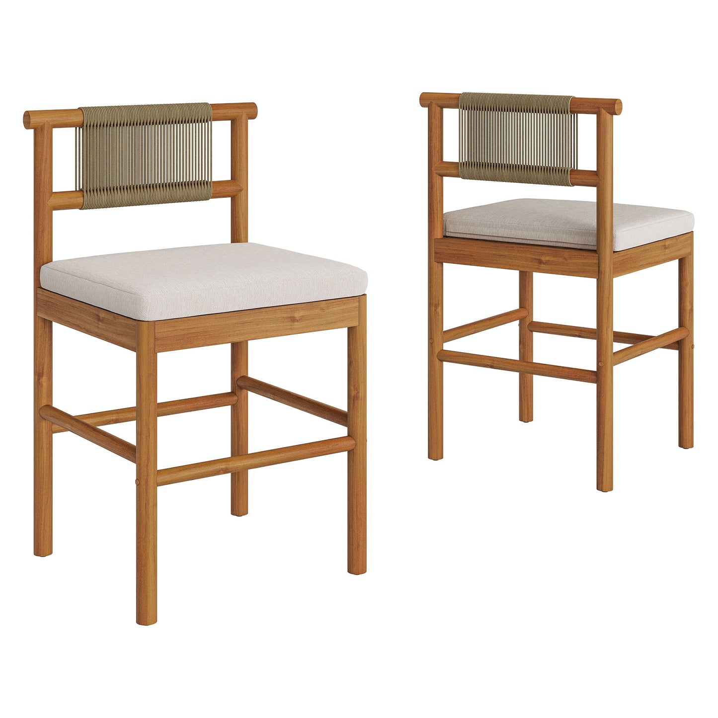 Eleni Outdoor Patio Teak Wood Counter Stools Set of 2 by Modway EEI-7627