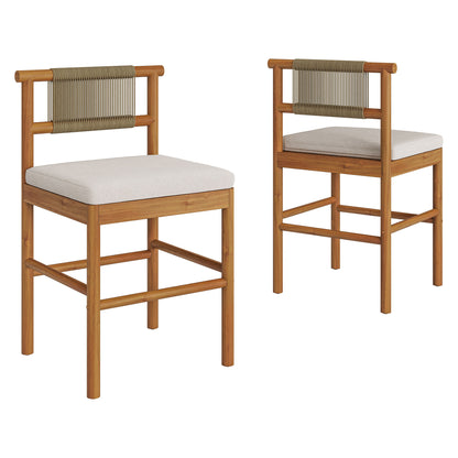 Eleni Outdoor Patio Teak Wood Counter Stools Set of 2 by Modway EEI-7627