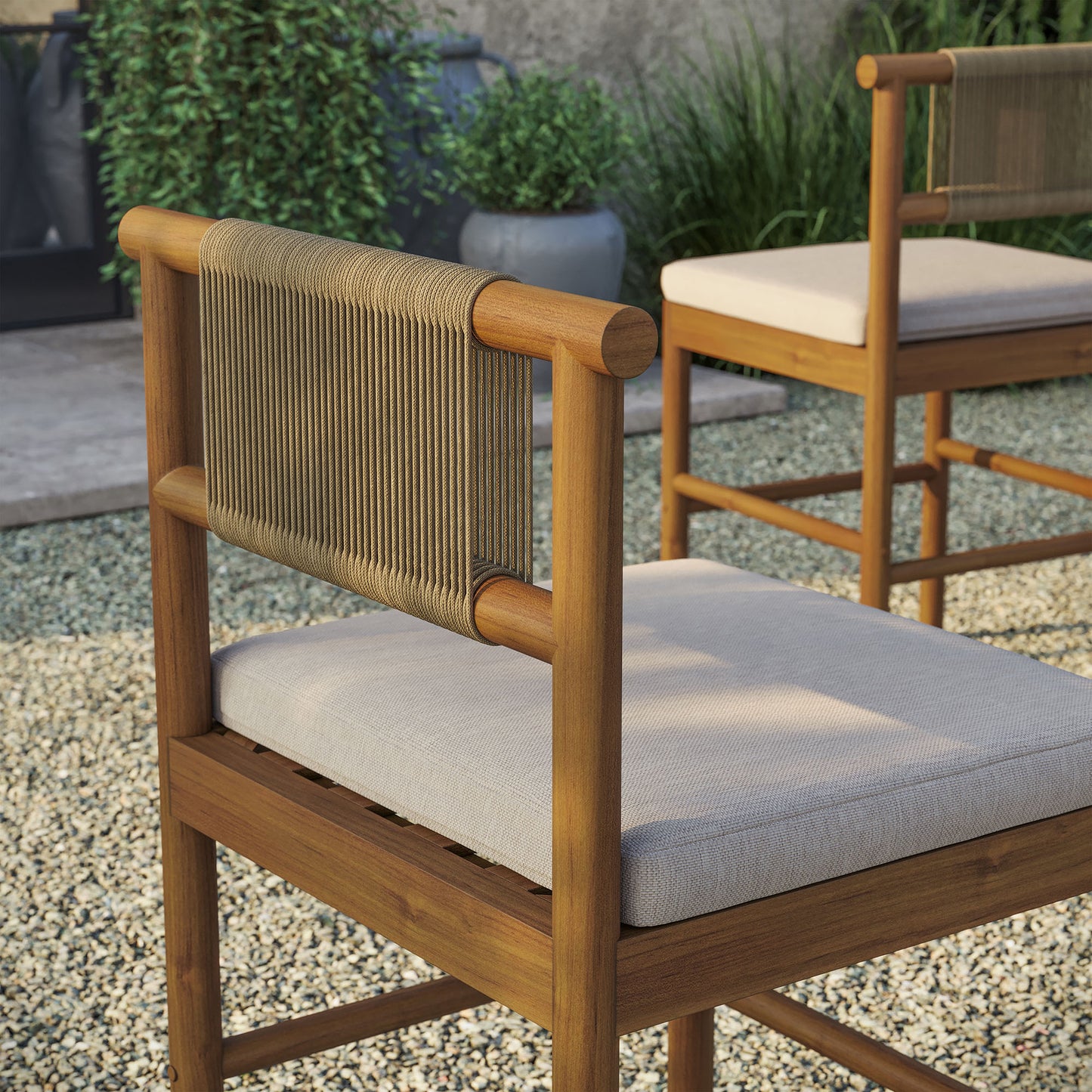 Eleni Outdoor Patio Teak Wood Counter Stools Set of 2 by Modway EEI-7627
